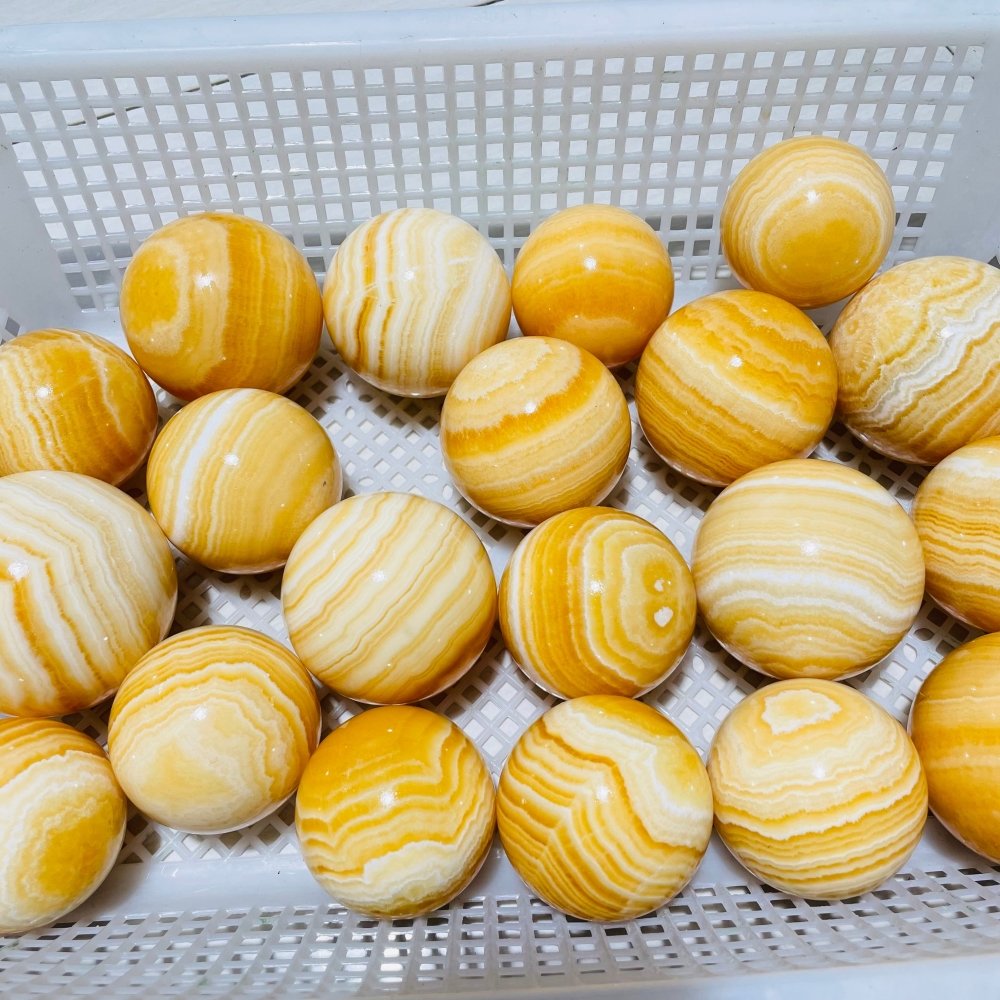 20 Pieces Large High Quality Yellow Calcite Spheres -Wholesale Crystals