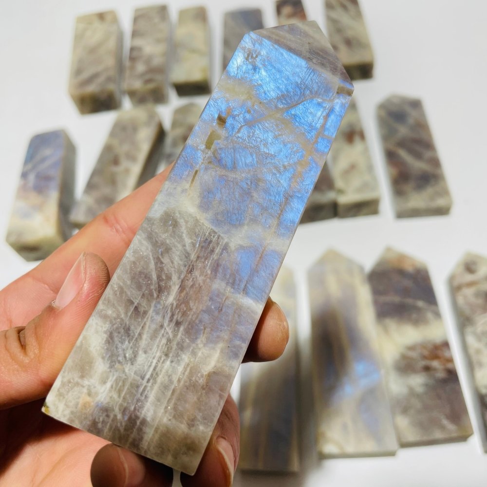 20 Pieces Large Sunstone Mixed Moonstone High Quality Four-Sided Point