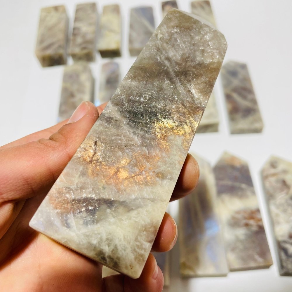 20 Pieces Large Sunstone Mixed Moonstone High Quality Four-Sided Points -Wholesale Crystals
