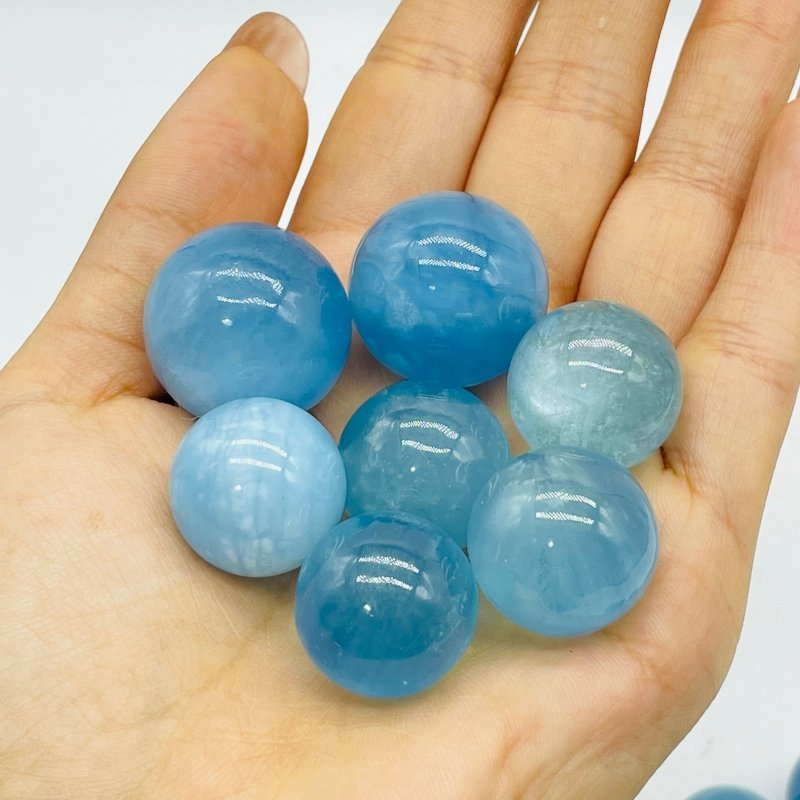 21 Pieces High Quality Aquamarine Spheres -Wholesale Crystals