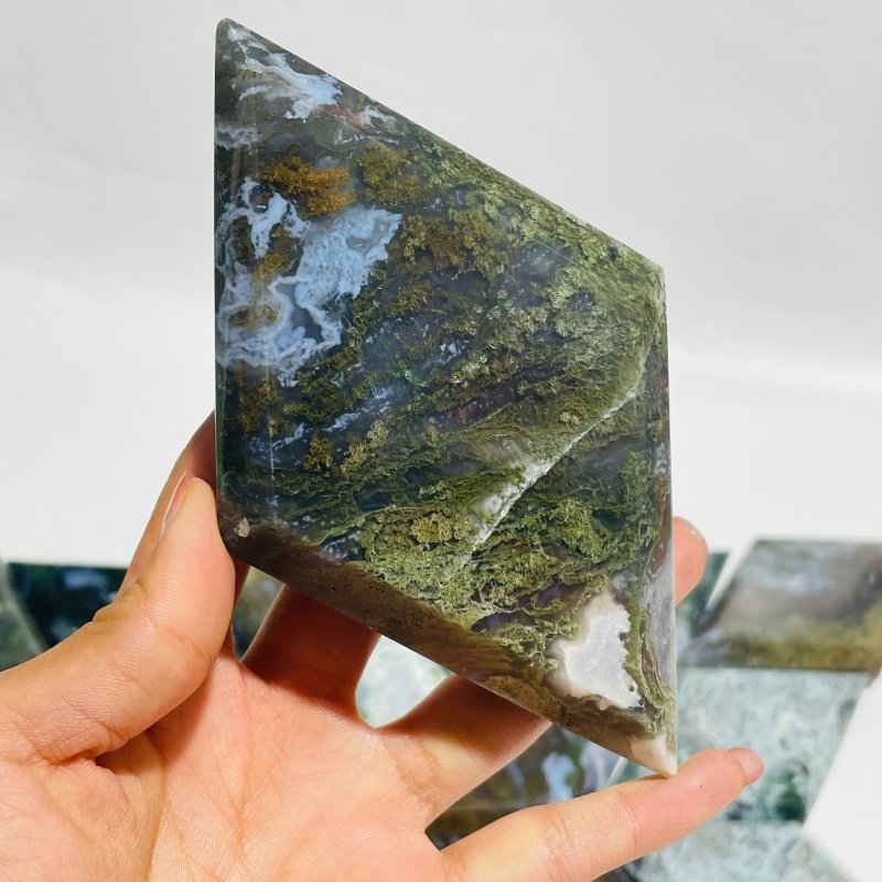 21 Pieces Large Moss Agate Rhombus Shaped -Wholesale Crystals