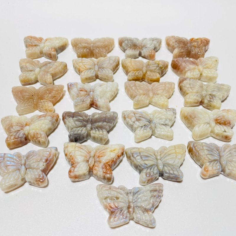 21 Pieces Sunstone Mixed Moonstone Butterfly Carving -Wholesale Crystals