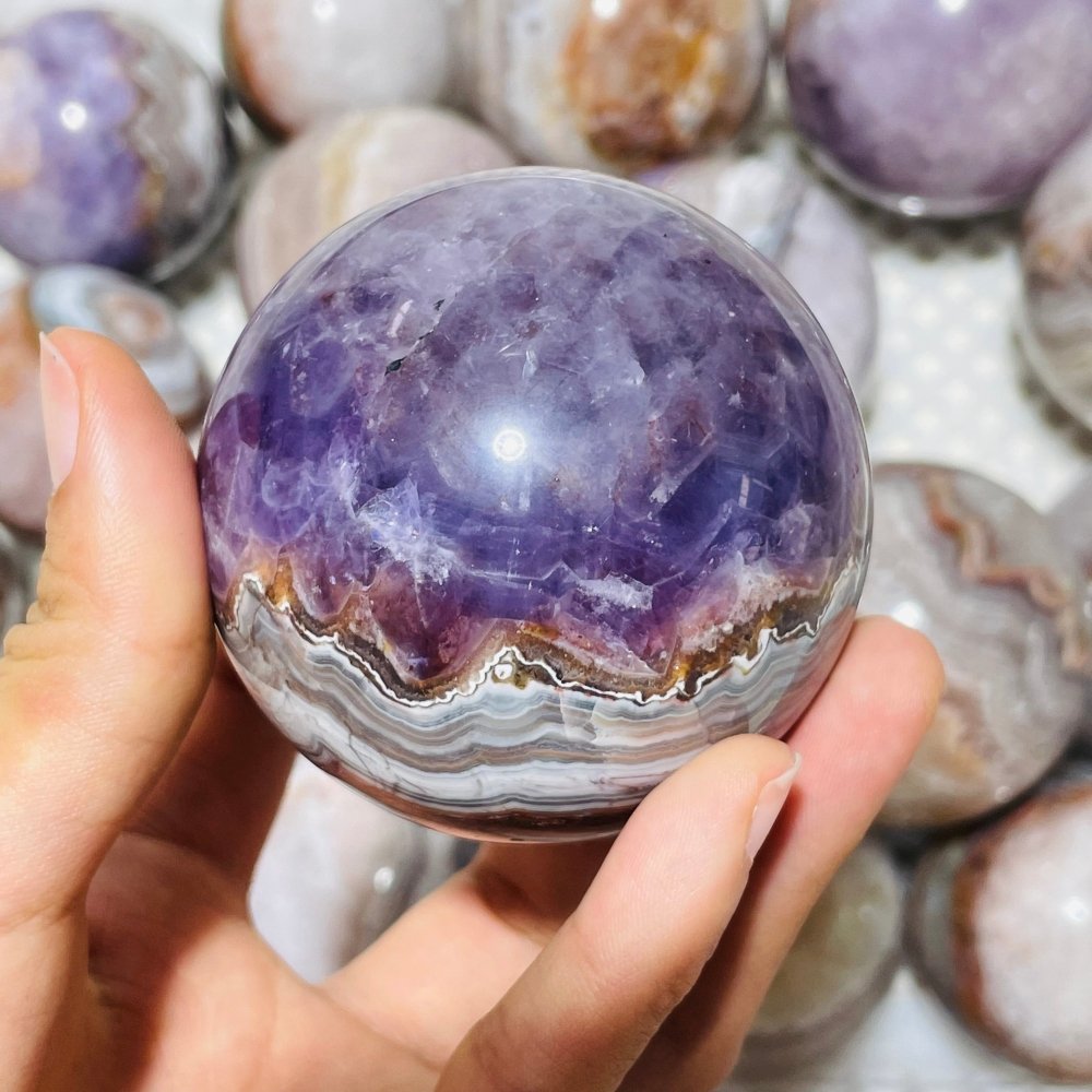 23 Pieces Amethyst Mixed Striped Agate Crystal Spheres -Wholesale Crystals