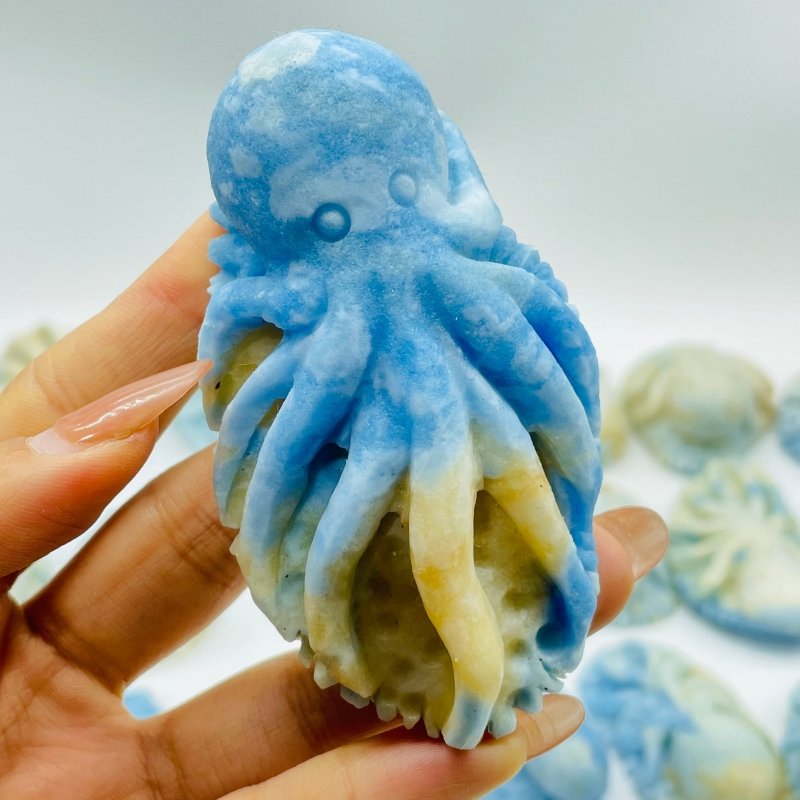 24 Pieces Blue Dumortierite Underwater World Octopus Carving -Wholesale Crystals