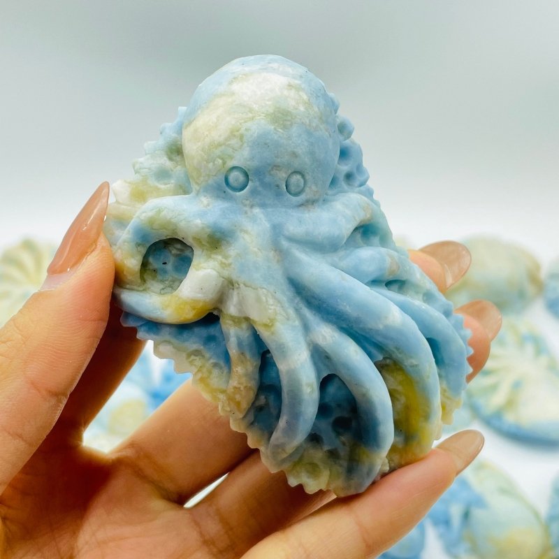 24 Pieces Blue Dumortierite Underwater World Octopus Carving -Wholesale Crystals