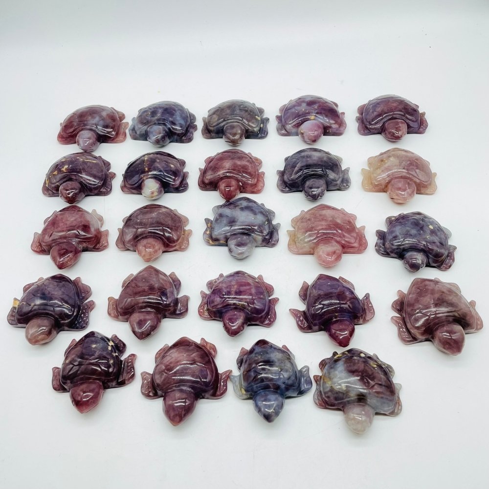 24 Pieces High Quality Purple Rose Quartz Turtle Carving -Wholesale Crystals