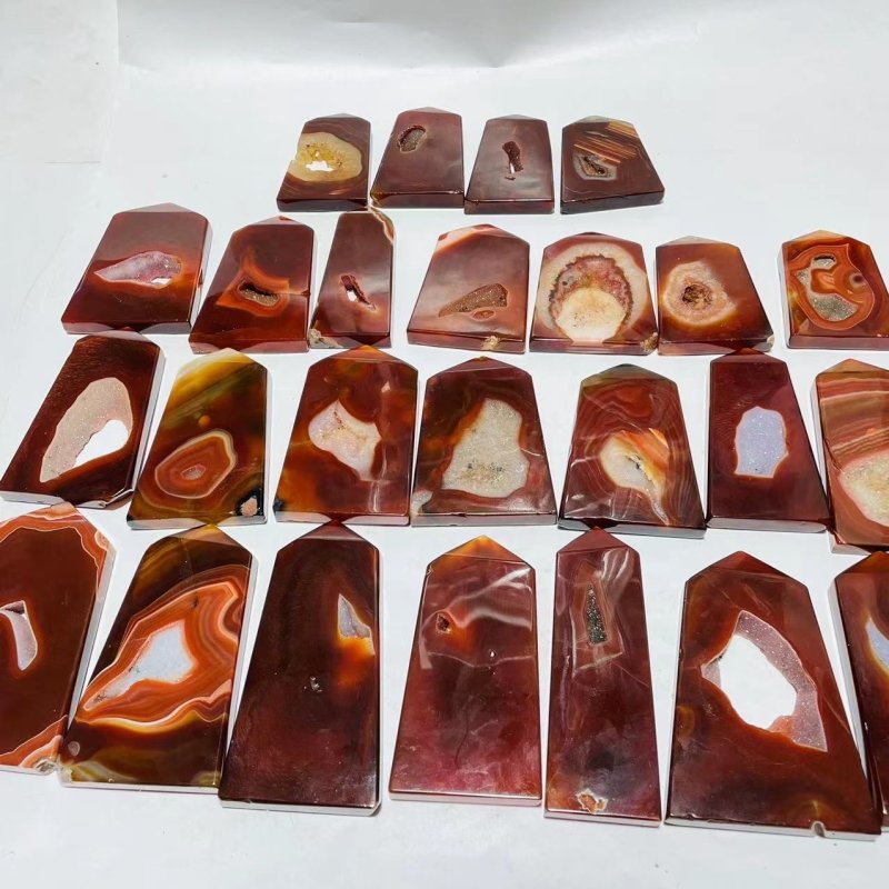 25 Pieces Beautiful Geode Carnelian Tower Points -Wholesale Crystals