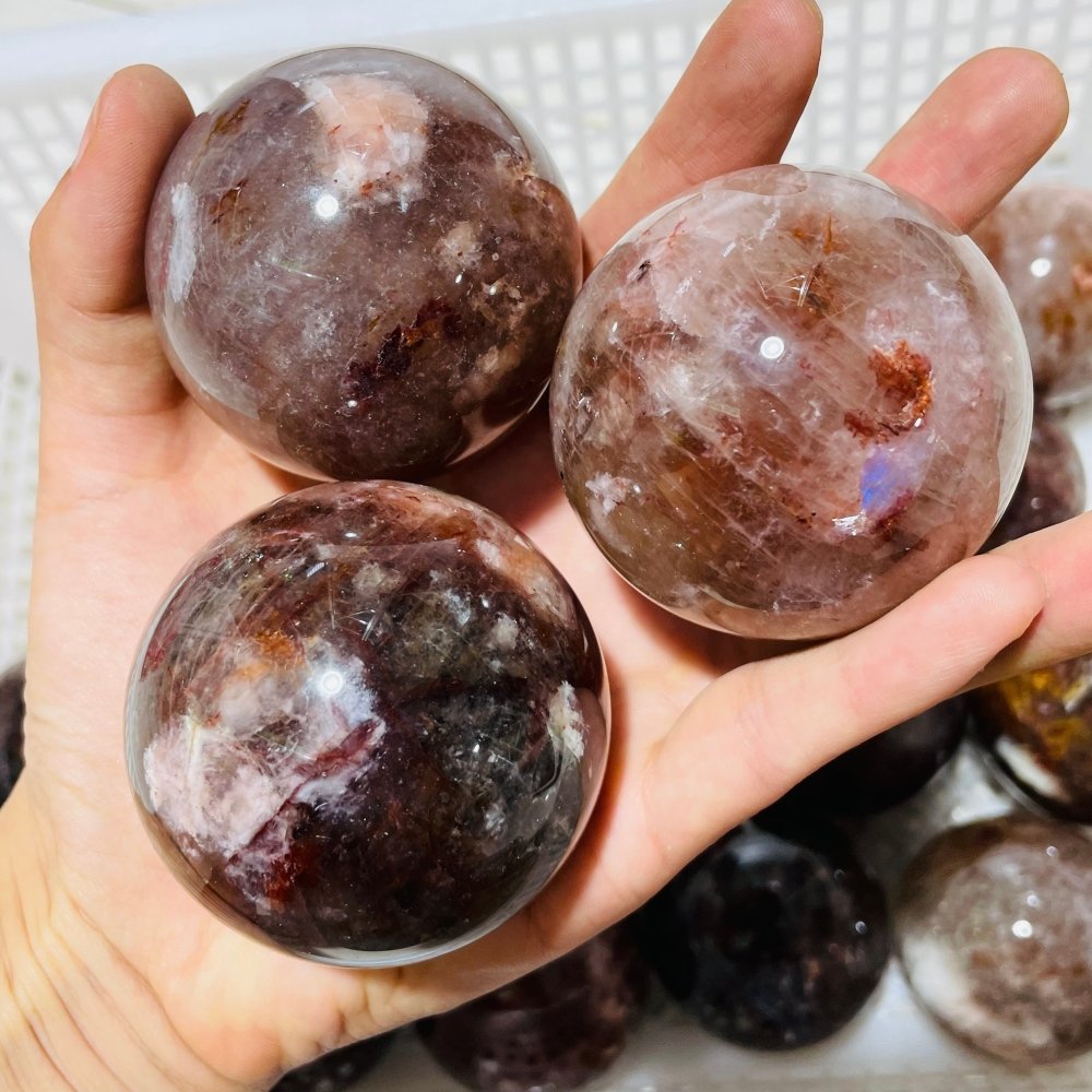 17 Pieces Fire Quartz Mixed Moonstone Spheres -Wholesale Crystals