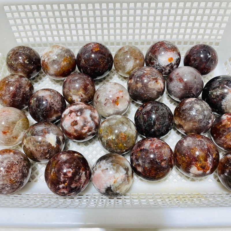 26 Pieces Beautiful Fire Quartz Spheres -Wholesale Crystals