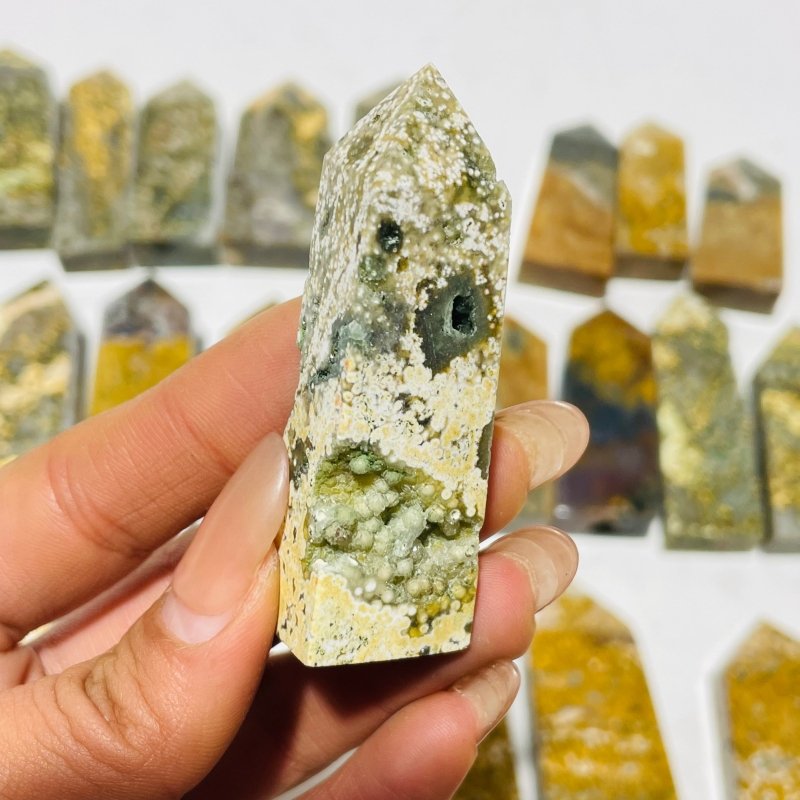 27 Pieces 8th Vein Yellow Ocean Jasper Four-Sided Points -Wholesale Crystals