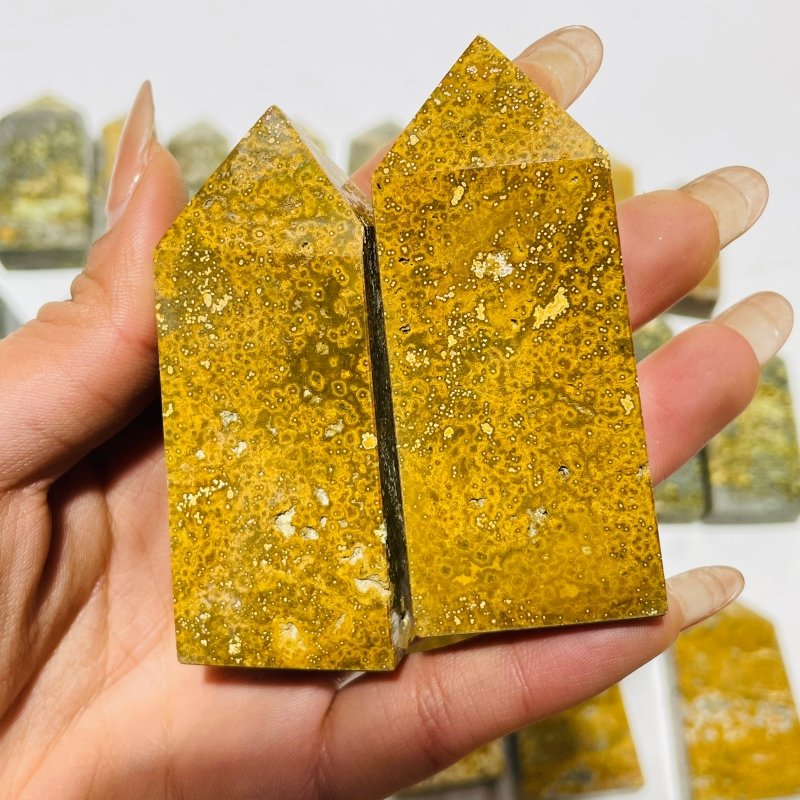 27 Pieces 8th Vein Yellow Ocean Jasper Four-Sided Points -Wholesale Crystals