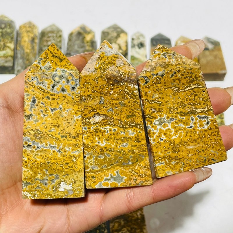 27 Pieces 8th Vein Yellow Ocean Jasper Four-Sided Points -Wholesale Crystals