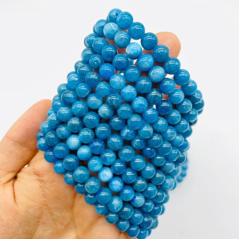 2.7in(7mm)High Quality Blue Apatite Bracelet Wholesale -Wholesale Crystals
