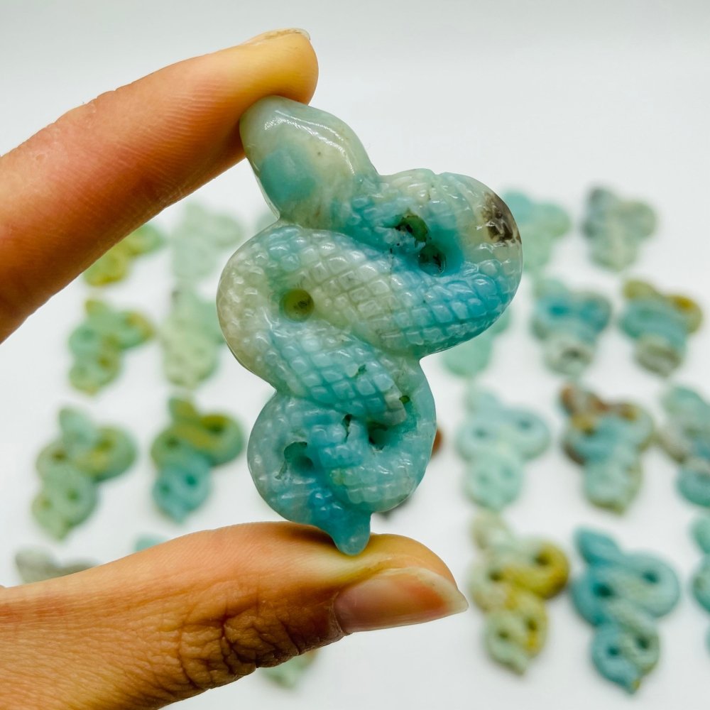 28 Pieces Blue Caribbean Calcite Snake Carving -Wholesale Crystals