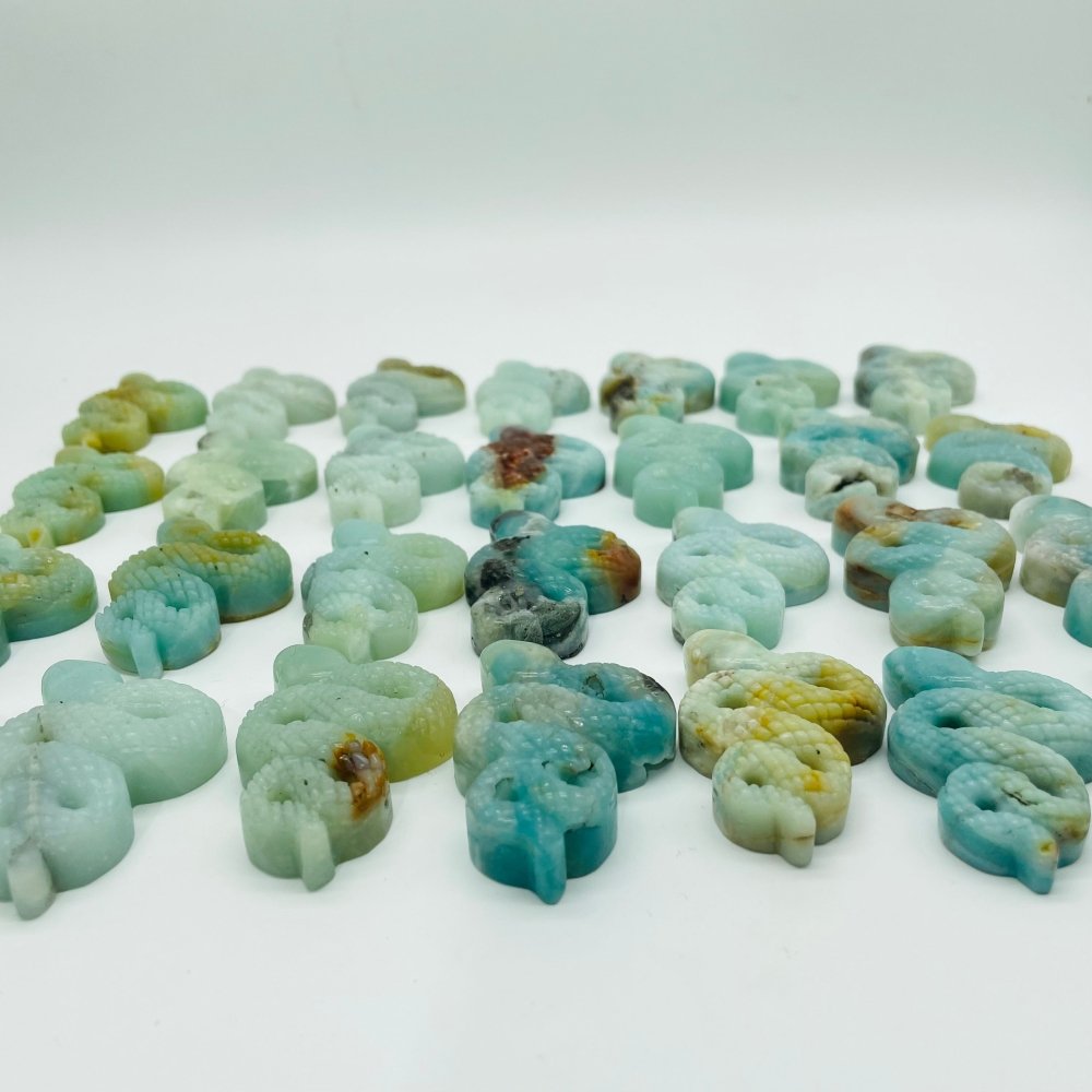 28 Pieces Blue Caribbean Calcite Snake Carving -Wholesale Crystals