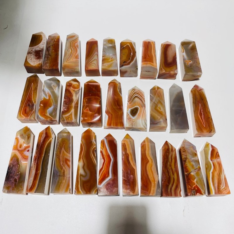 28 Pieces Four-Sided Carnelian Points -Wholesale Crystals