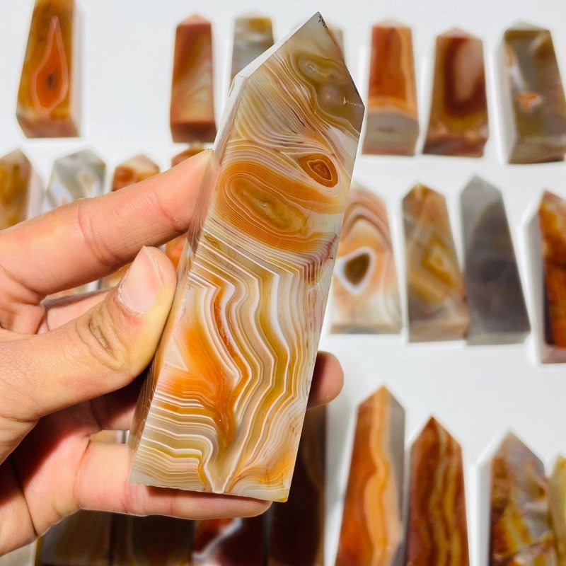 28 Pieces Four-Sided Carnelian Points -Wholesale Crystals