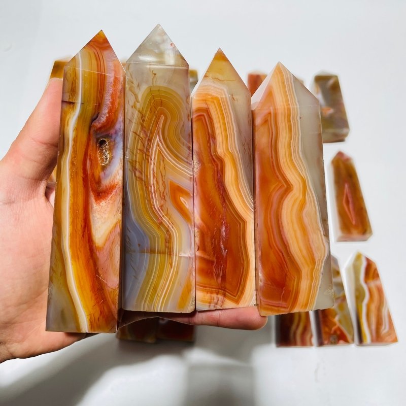 28 Pieces Four-Sided Carnelian Points -Wholesale Crystals