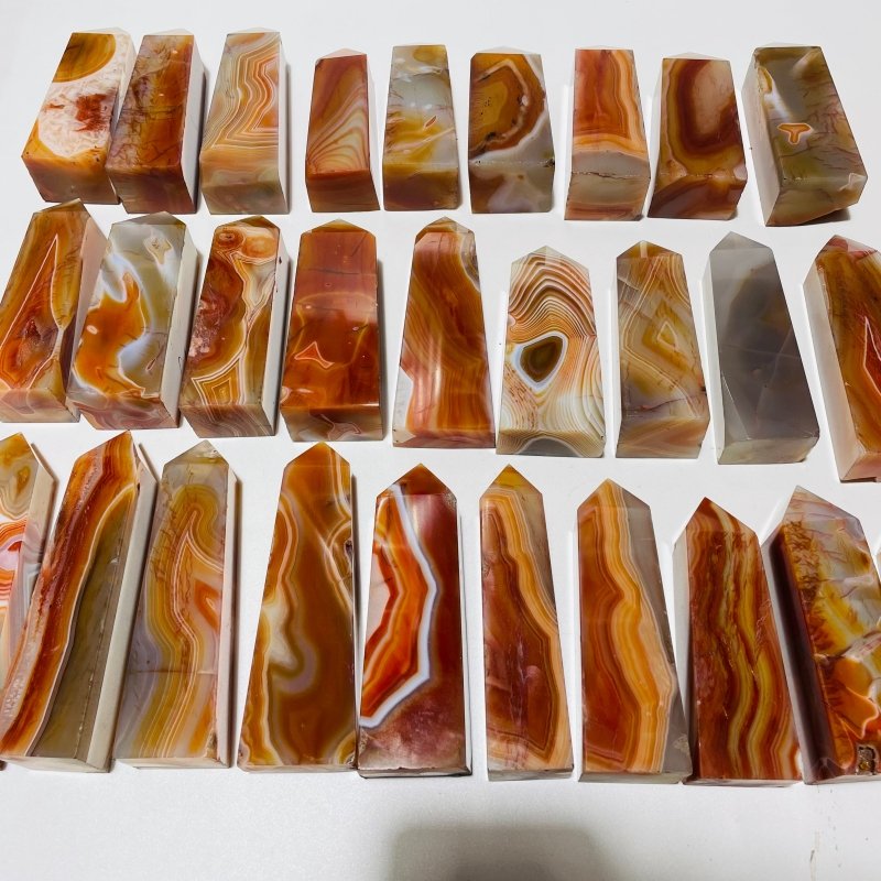 28 Pieces Four-Sided Carnelian Points -Wholesale Crystals