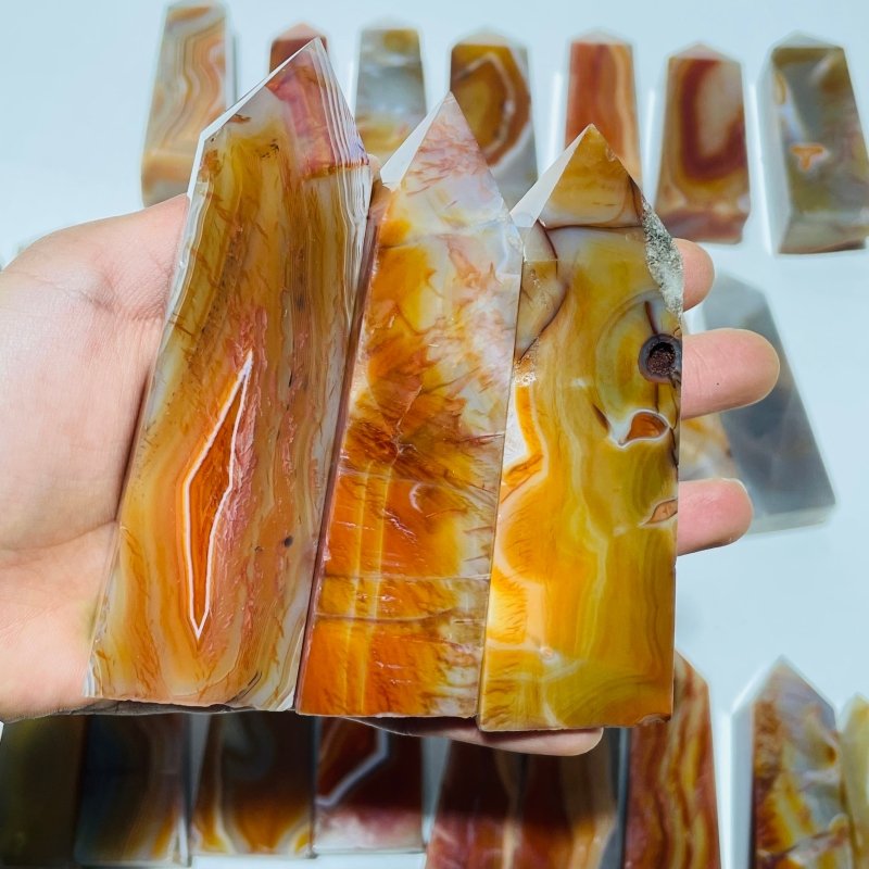 28 Pieces Four-Sided Carnelian Points -Wholesale Crystals