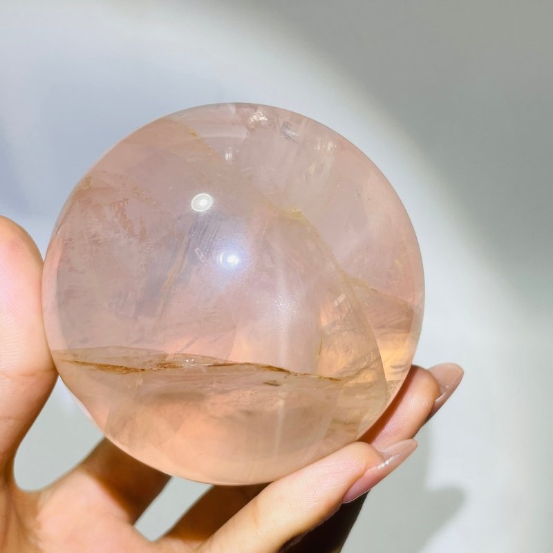 2.8in(7.1cm) Six Star Line Rose Quartz Fire Quartz Sphere -Wholesale Crystals
