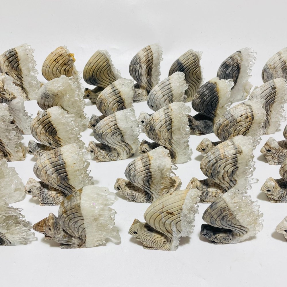 29 Pieces Clear Quartz Cluster Squirrel Carving -Wholesale Crystals