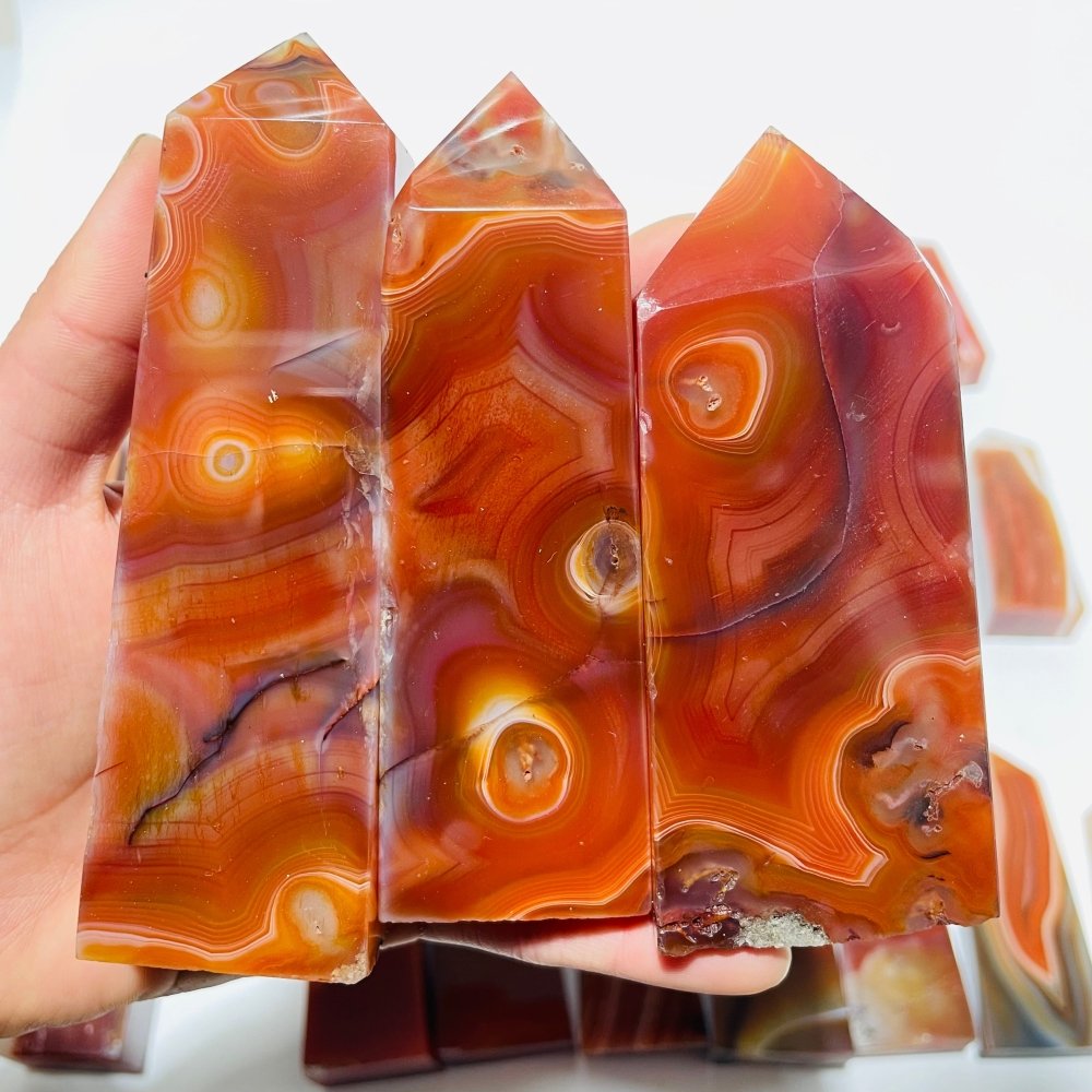 29 Pieces Fat Four-Sided Carnelian Points -Wholesale Crystals