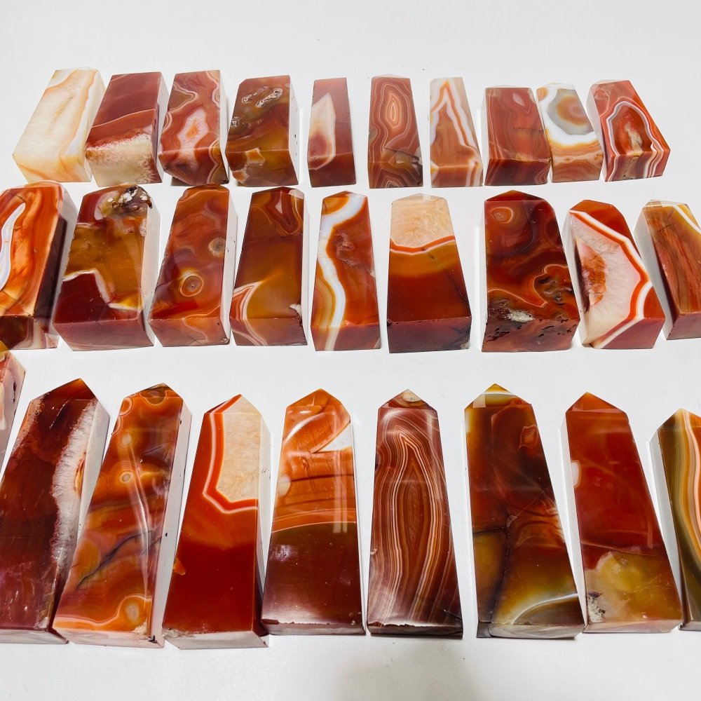 29 Pieces Fat Four-Sided Carnelian Points -Wholesale Crystals