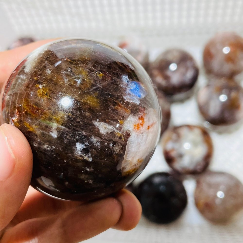 17 Pieces Fire Quartz Mixed Moonstone Spheres -Wholesale Crystals