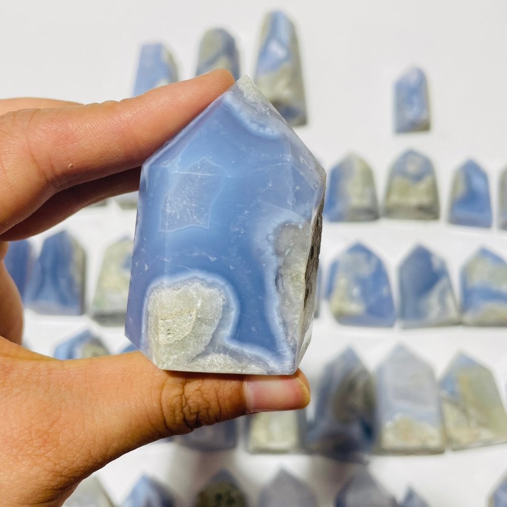 48 Pieces Blue Chalcedony Points -Wholesale Crystals