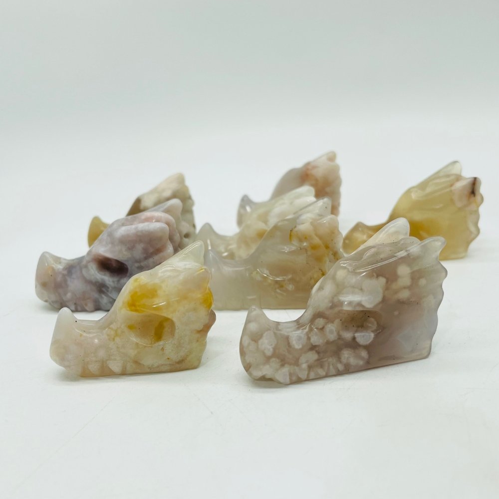 2Inch Sakura Agate Dragon Head Carving Wholesale -Wholesale Crystals