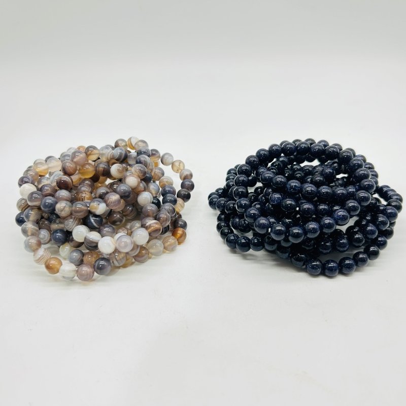 2Types Bracelet Wholesale Blue Sandstone Light Stripe Agate -Wholesale Crystals