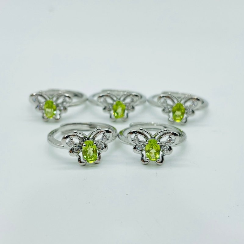 2Types Butterfly Ring Garnet Peridot Cut Faceted Stone Wholesale -Wholesale Crystals