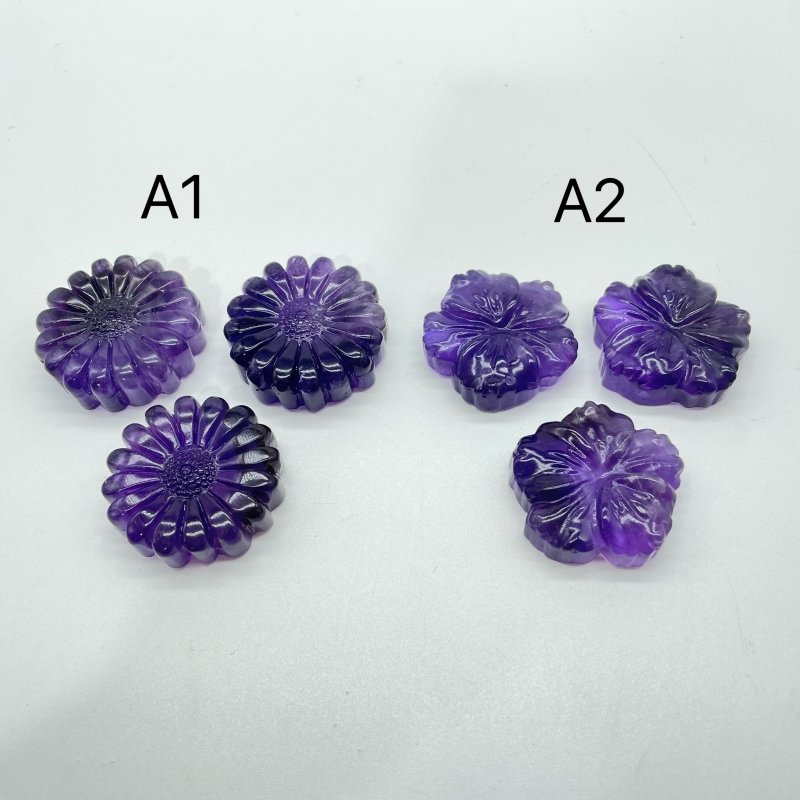 2Types Deep Purple Amethyst Flower Carving Wholesale -Wholesale Crystals