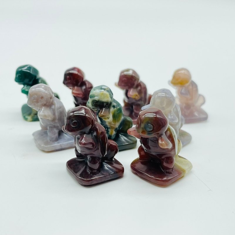 2Types Mini Pokemon Squirtle Carving Wholesale Caribbean Calcite Ocean Jasper -Wholesale Crystals