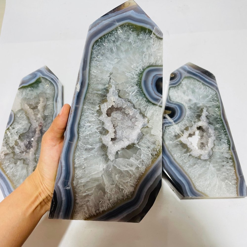 3 Pieces Beautiful Large Geode Agate Tower -Wholesale Crystals