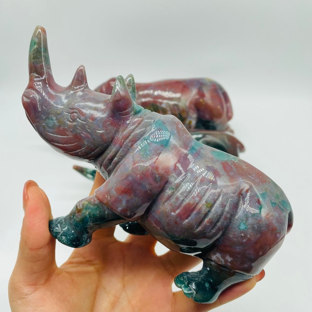 3 Pieces Beautiful Large Ocean Jasper Rhino Carving -Wholesale Crystals