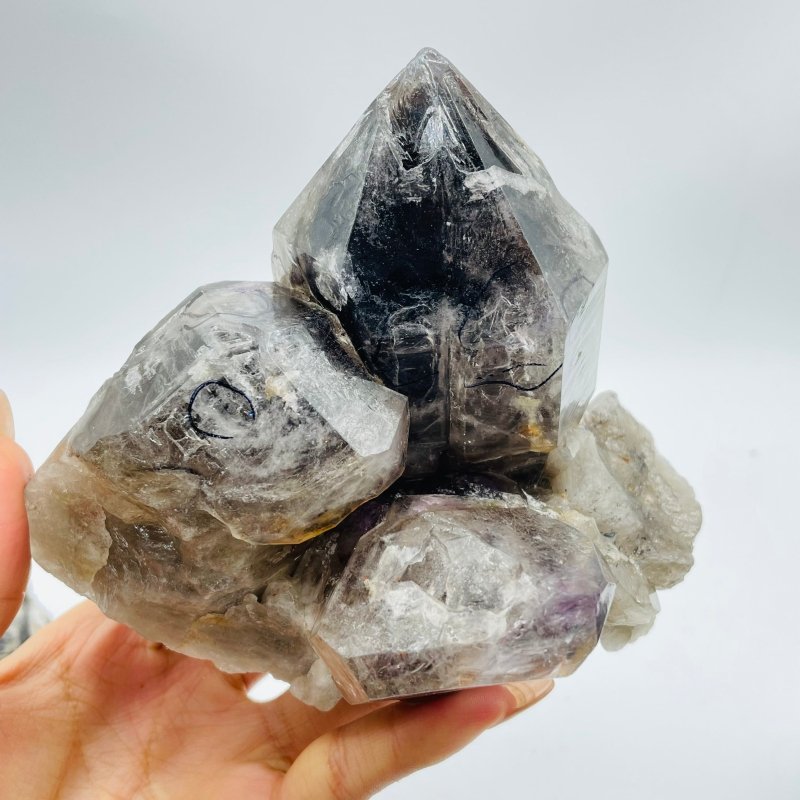 3 Pieces Enhydro Backbone Crystal Specimen Smoky Quartz Stone For Collection -Wholesale Crystals