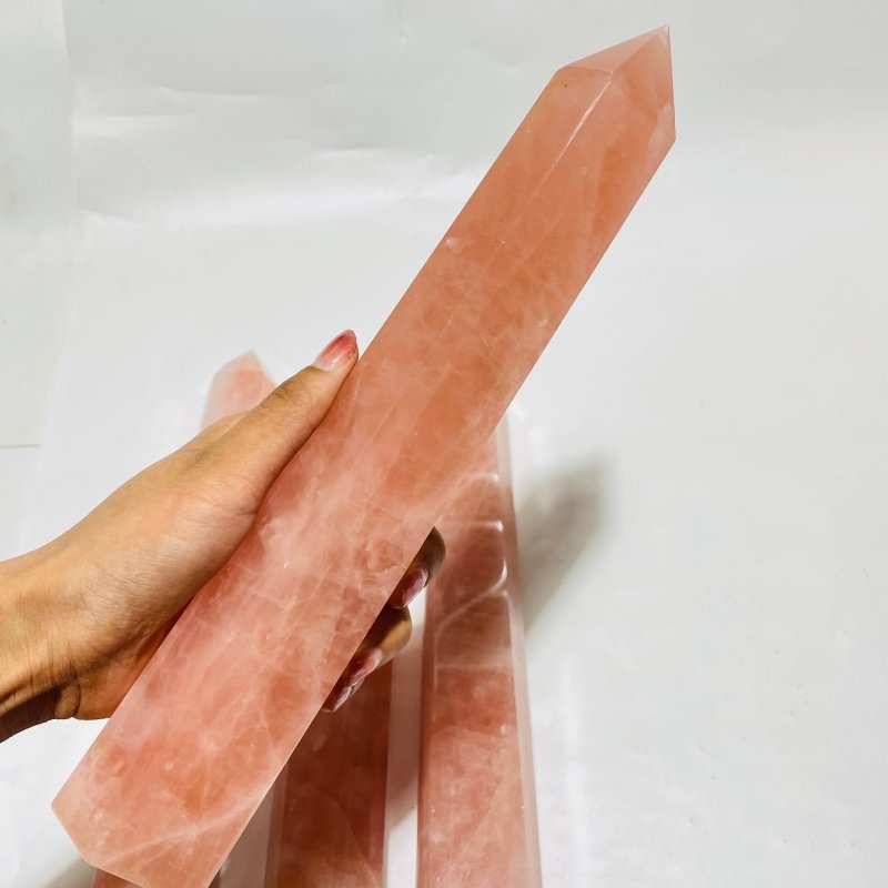 4 Pieces High Quality Large Madagascar Deep Pink Rose Quartz Points -Wholesale Crystals