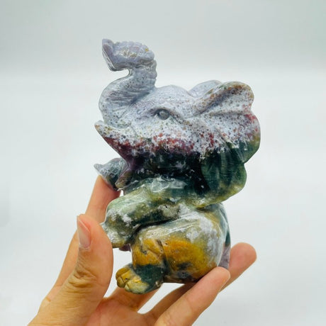 3 Pieces High Quality Large Ocean Jasper Elephant Carving -Wholesale Crystals