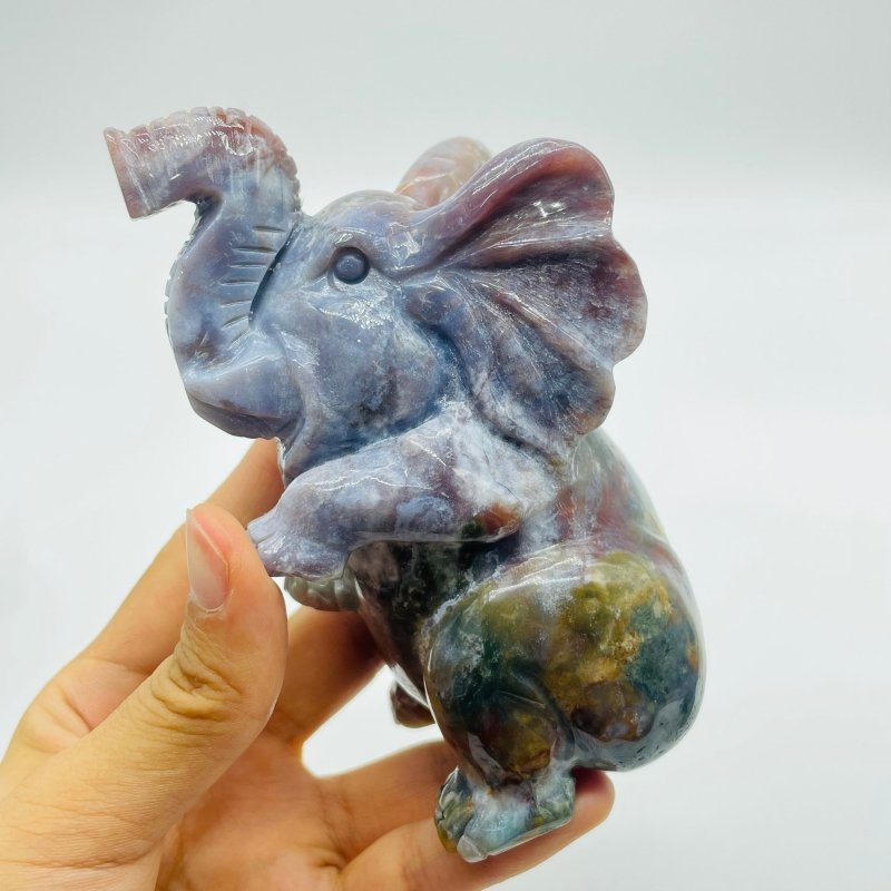 3 Pieces High Quality Large Ocean Jasper Elephant Carving -Wholesale Crystals