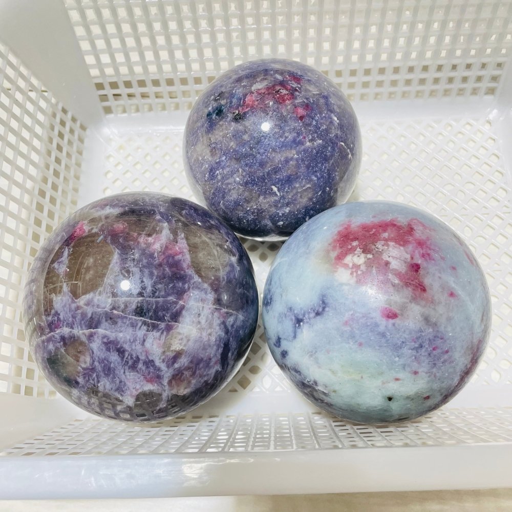 3 Pieces High Quality Large Unicorn Stone Spheres -Wholesale Crystals