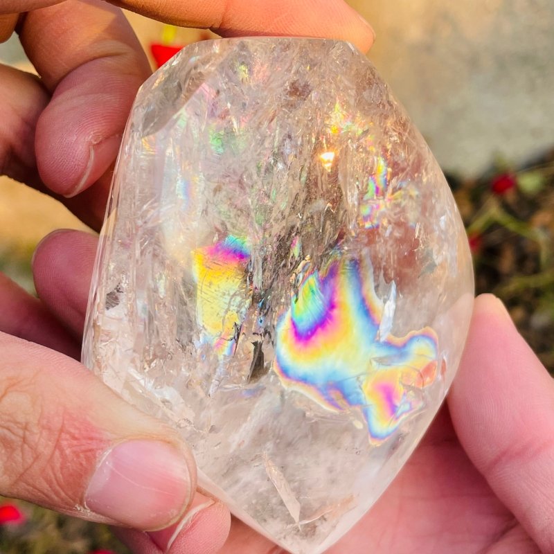 3 Pieces Large Beautiful Rainbow Polished Clear Quartz Smoky Quartz -Wholesale Crystals