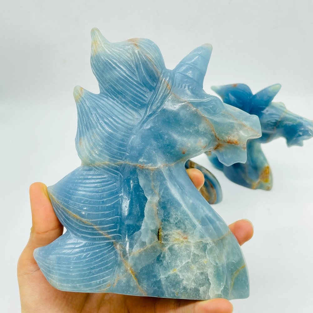 3 Pieces Large Blue Onyx Unicorn Carving -Wholesale Crystals