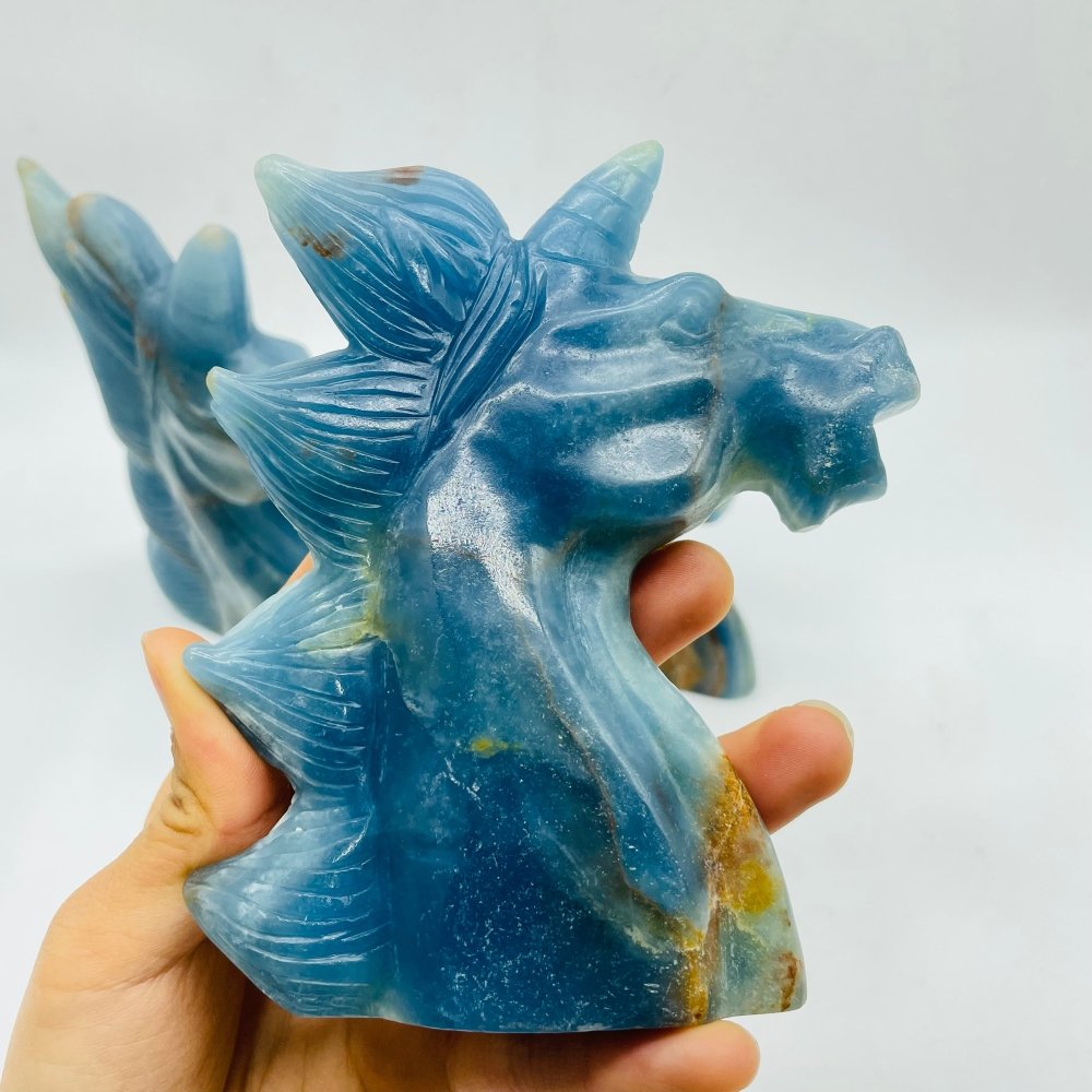 3 Pieces Large Blue Onyx Unicorn Carving -Wholesale Crystals