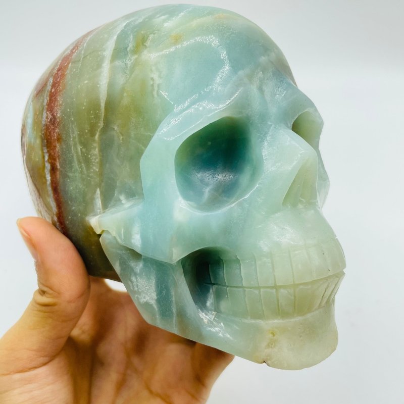 3 Pieces Large Caribbean Calcite Skull Carving -Wholesale Crystals