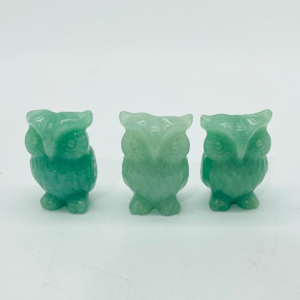 3 Types Mini Owl Carving Wholesale Green Aventurine & Red Obsidian -Wholesale Crystals