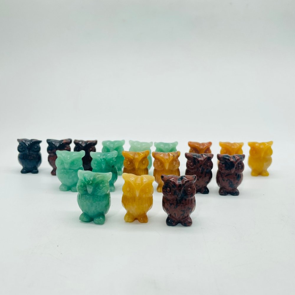 3 Types Mini Owl Carving Wholesale Green Aventurine & Red Obsidian -Wholesale Crystals