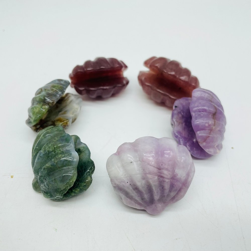 3 Types Shell Moss Agate & Lepidolite Carving Wholesale -Wholesale Crystals