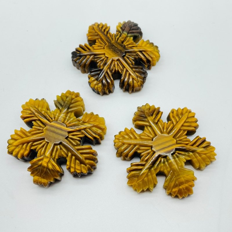 3 Types Snowflake Carving Wholesale Tiger Eye Howlite Yellow Calcite -Wholesale Crystals